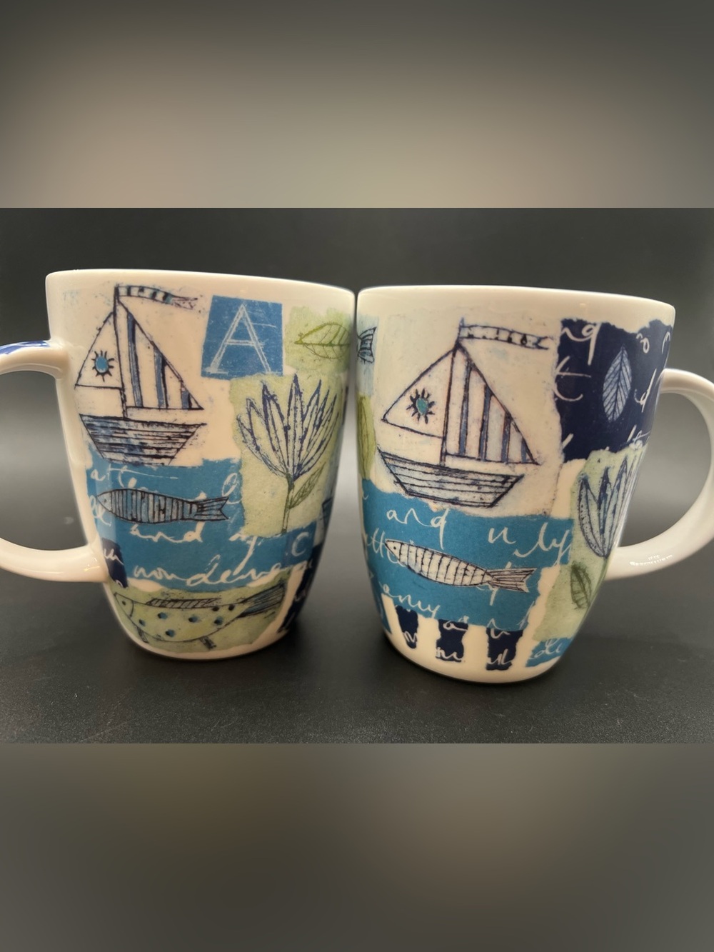 ✨ Hudson & Middleton Nautical Fine Bone China Mugs (Set of 2)
